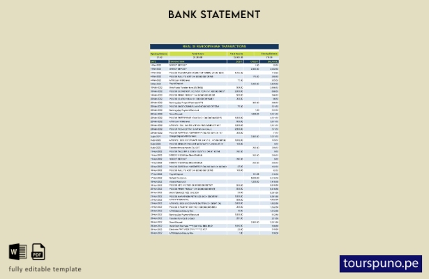 listo para imprimir Plantilla de Excel de extracto bancario de transacciones ale